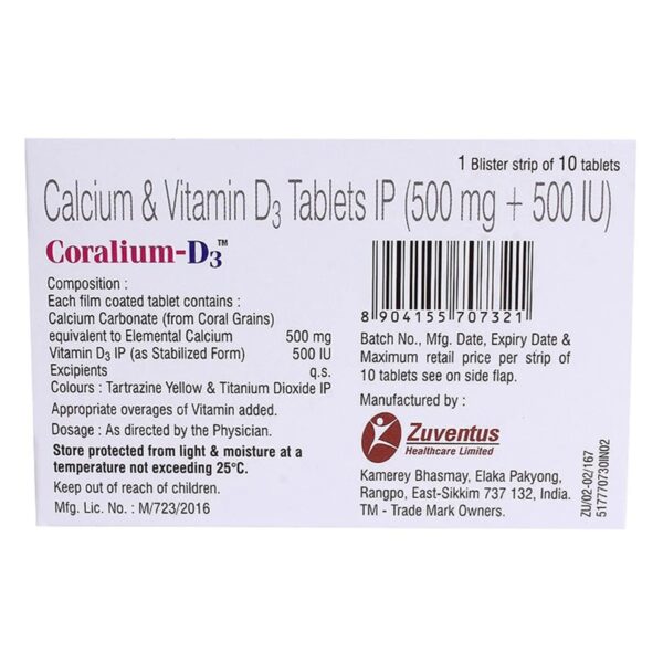 Coralium-D3 Tablet 10's - Image 2