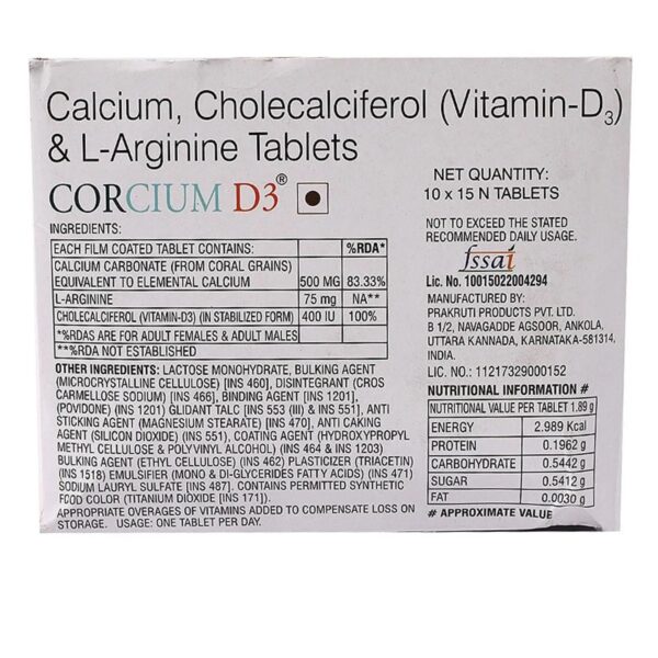 Corcium D3 Tablet 15's