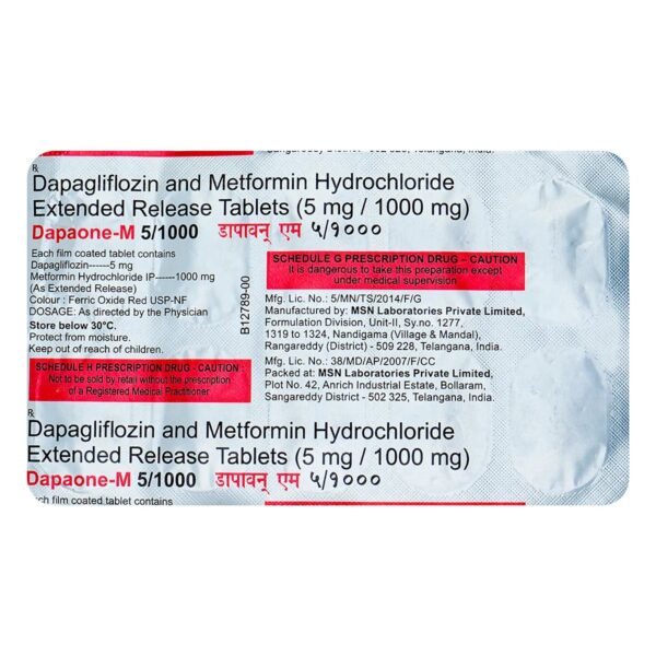 Dapaone M 5/1000 Tablet 10's - Image 2