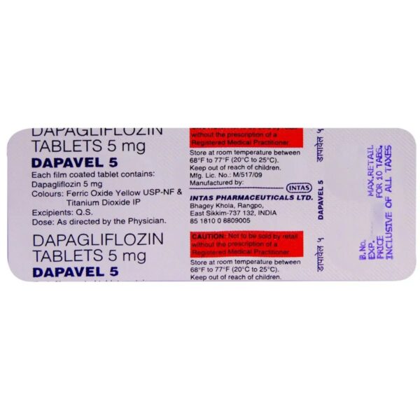 Dapavel 5 mg Tablet 10's - Image 3