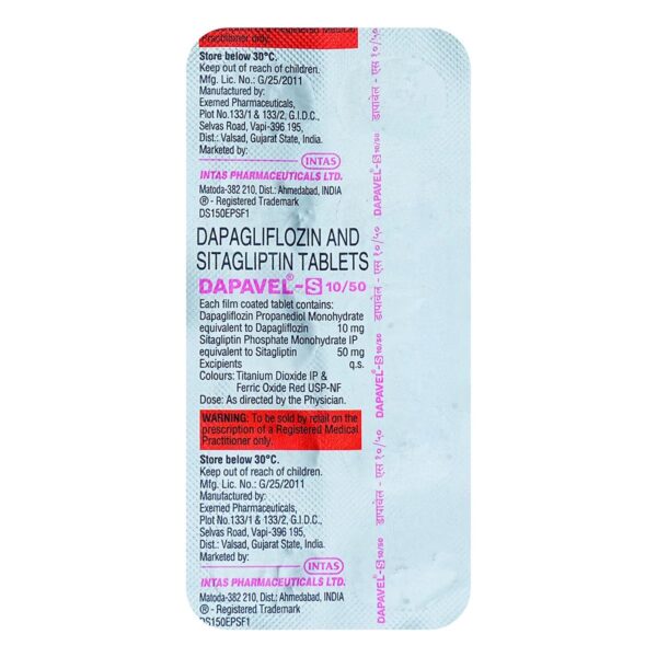 Dapavel-S 5 mg/50 mg Tablet 10's - Image 2